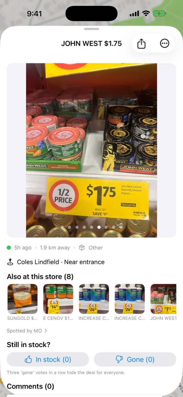 Deal detail with votes and comments